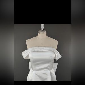 Bridal Shower Satin White Dress With Detachable Bow